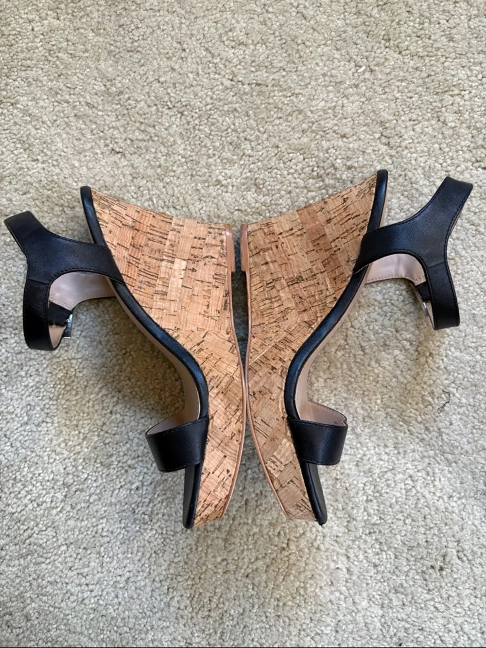 Charles by Charles David Black Cork Wedge Sandals-Size 8.5